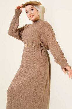 Alternative view of Braided Textured Knit Dress Brown