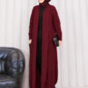 Braided Knit Cardigan with Shawl Collar for Modest Wear Burgundy - Afbeelding 6