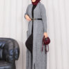 Braided Knit Cardigan with Shawl Collar for Modest Wear Petrol - Imagen 9
