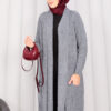 Braided Knit Cardigan with Shawl Collar for Modest Wear Petrol - Imagen 10