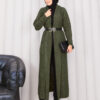 Braided Knit Cardigan with Shawl Collar for Modest Wear Khaki