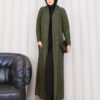 ⁦Braided Knit Cardigan with Shawl Collar for Modest Wear Khaki⁩ - الصورة ⁦5⁩