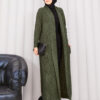 ⁦Braided Knit Cardigan with Shawl Collar for Modest Wear Khaki⁩ - الصورة ⁦6⁩
