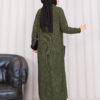 ⁦Braided Knit Cardigan with Shawl Collar for Modest Wear Khaki⁩ - الصورة ⁦8⁩