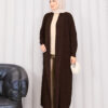 Braided Knit Cardigan with Shawl Collar for Modest Wear Brown - الصورة 3