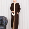 Braided Knit Cardigan with Shawl Collar for Modest Wear Brown - الصورة 4