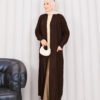 Braided Knit Cardigan with Shawl Collar for Modest Wear Brown - الصورة 5