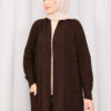 Braided Knit Cardigan with Shawl Collar for Modest Wear Brown - الصورة 2
