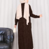 Braided Knit Cardigan with Shawl Collar for Modest Wear Brown - الصورة 7