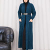 Braided Knit Cardigan with Shawl Collar for Modest Wear Petrol - Imagen 4