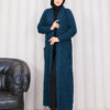 Braided Knit Cardigan with Shawl Collar for Modest Wear Petrol - Imagen 6