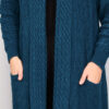 Braided Knit Cardigan with Shawl Collar for Modest Wear Petrol - Imagen 3