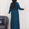 Braided Knit Cardigan with Shawl Collar for Modest Wear Petrol - Imagen 8
