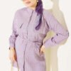 Striped Button-Up Shirt with Faux Pocket Flap Lilac