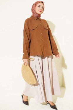 Alternative view of Shirt with Faux Pocket Flap in Muslin Brown