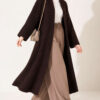 Bearded Long-Sleeve French Terry Cardigan Dark Brown