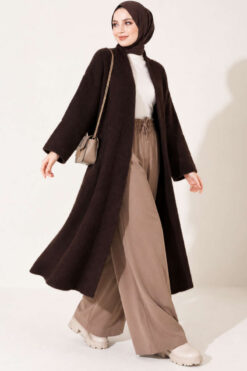 Bearded Long-Sleeve French Terry Cardigan Dark Brown