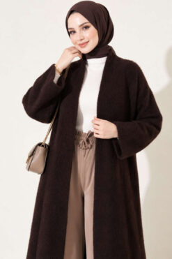 Alternative view of Bearded Long-Sleeve French Terry Cardigan Dark Brown