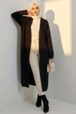 Bearded Long-Sleeve French Terry Cardigan Black