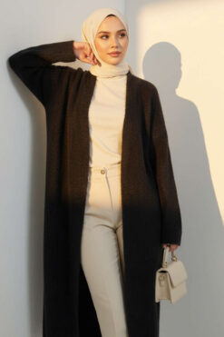 Alternative view of Bearded Long-Sleeve French Terry Cardigan Black