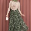 Asymmetrical Cut Chiffon Skirt with Shawl Print Khaki - Imagen 4