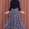 Asymmetrical Cut Chiffon Skirt with Shawl Print Plum