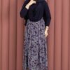 Asymmetrical Cut Chiffon Skirt with Shawl Print Plum - Imagen 4