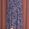 Asymmetrical Cut Chiffon Skirt with Shawl Print Plum - Imagen 2