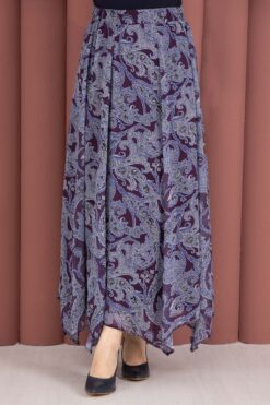 Alternative view of Asymmetrical Cut Chiffon Skirt with Shawl Print Plum