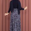 Asymmetrical Cut Chiffon Skirt with Shawl Print Plum - Imagen 5