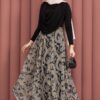Asymmetrical Cut Chiffon Skirt with Shawl Print Black - Afbeelding 3