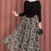 Asymmetrical Cut Chiffon Skirt with Shawl Print Black - Afbeelding 4