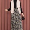 Asymmetrical Cut Chiffon Skirt with Shawl Print Black - Afbeelding 5