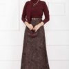 Scuba Midi Skirt with Shawl Pattern Burgundy – Bild 3