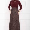 Scuba Midi Skirt with Shawl Pattern Burgundy – Bild 4