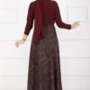 Scuba Midi Skirt with Shawl Pattern Burgundy – Bild 5