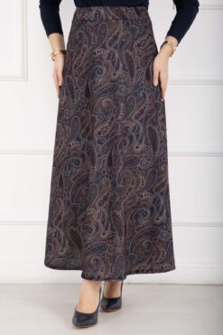 Alternative view of Scuba Midi Skirt with Shawl Pattern Navy Blue