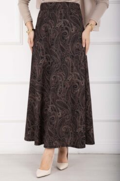 Alternative view of Scuba Midi Skirt with Shawl Pattern Black