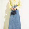 Denim Skirt with Shawl Detail Light Blue – Image 2