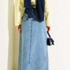 Denim Skirt with Shawl Detail Light Blue – Image 3