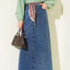 Denim Skirt with Shawl Detail Light Blue – Image 5