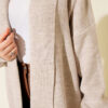 Shawl Collar Basic Long Knit Cardigan Beige - Imagen 4