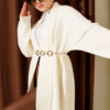 Shawl Collar Basic Long Knit Cardigan Ecru - الصورة 2