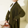 Shawl Collar Basic Long Knit Cardigan Khaki - الصورة 2