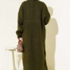 Shawl Collar Basic Long Knit Cardigan Khaki - الصورة 3