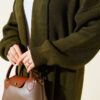 Shawl Collar Basic Long Knit Cardigan Khaki - الصورة 4