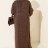 Shawl Collar Basic Long Knit Cardigan Brown - الصورة 3