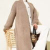 Shawl Collar Basic Long Knit Cardigan Mink - الصورة 2