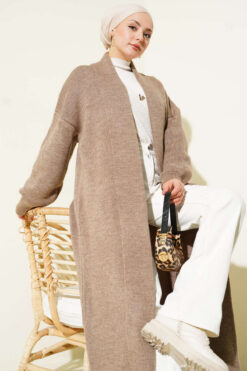 Alternative view of Shawl Collar Basic Long Knit Cardigan Mink