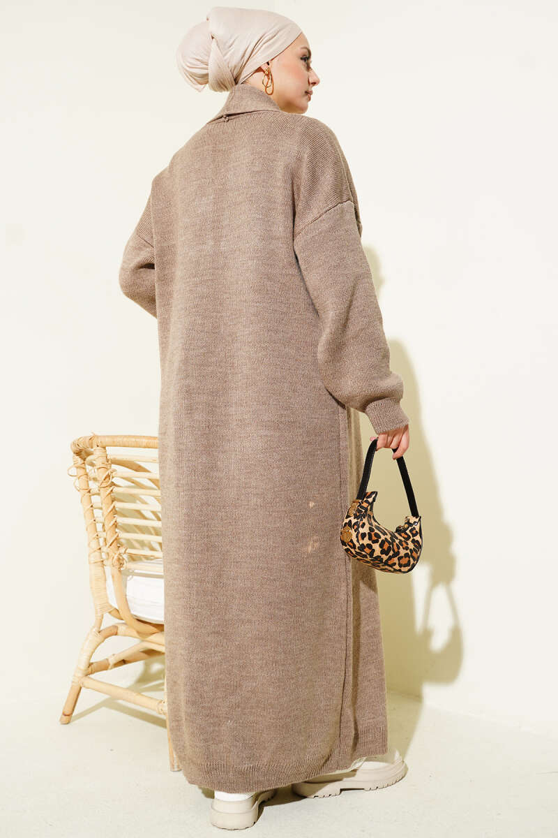 Shawl Collar Basic Long Knit Cardigan Mink - الصورة 3